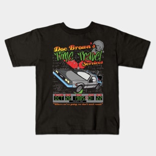 Doc Browns Delorean Time Travel Services Kids T-Shirt